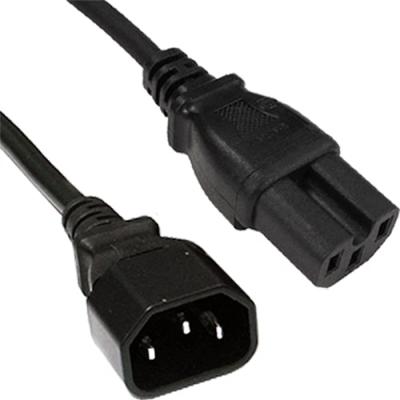 1m IEC Male (C14) to IEC Female (C15) Power Extension Cable Black